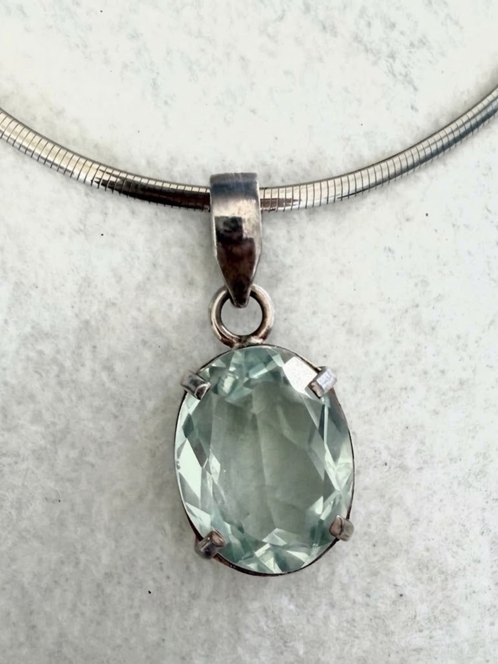 Sterling Silver Faceted Aquamarine Pendant